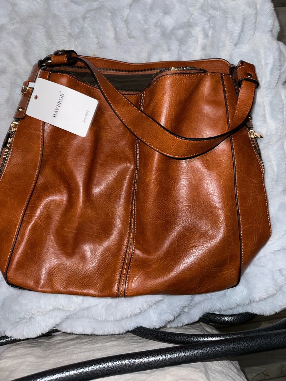 Everyday Cognac Shoulder Tote — Stylish Faux Leather Carryall
